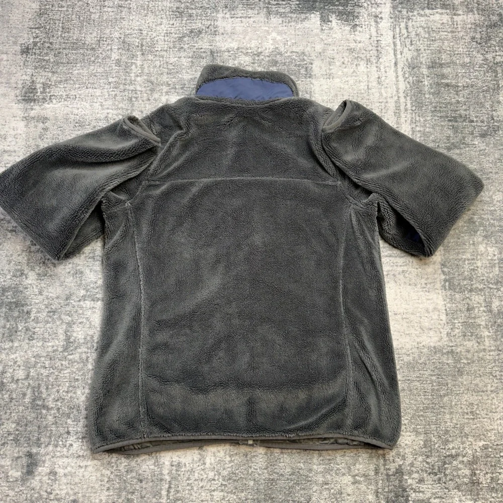 LL Bean Jacket Womens Medium Gray Hi Pile Fleece Full Zip Coat Elbow Patches - Picture 7 of 9